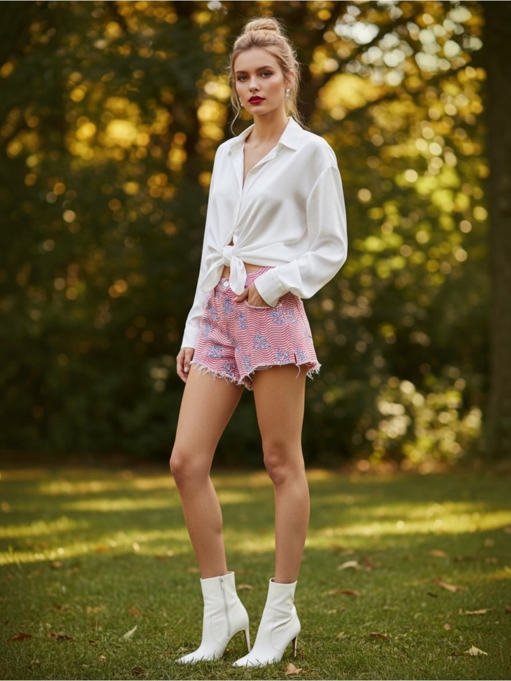 Alexander Wang Bite Shorts Stars & Stripes Red Denim Cutoff Shorts